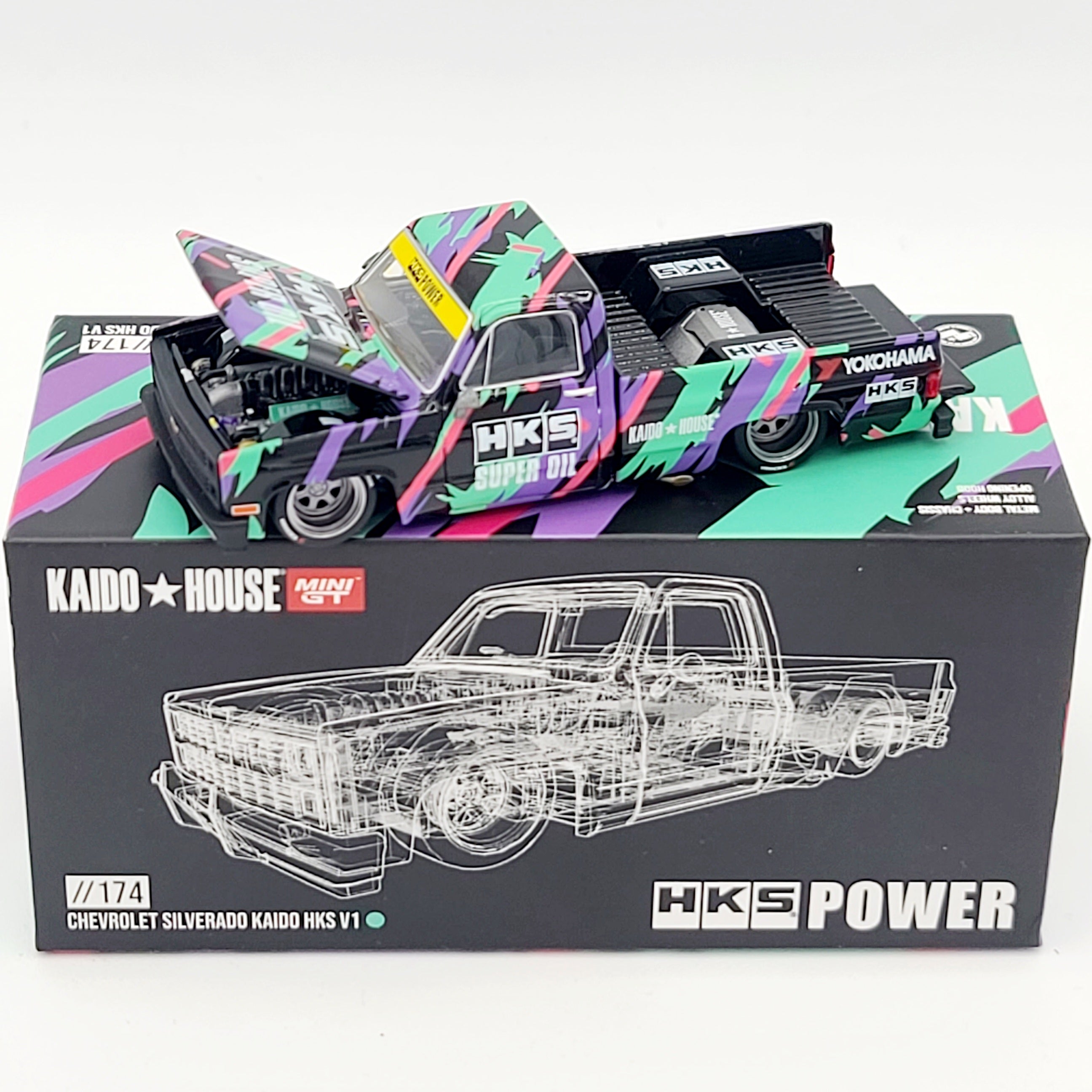 Kaido House x Mini GT '83 Chevrolet Silverado Kaido HKS V1 - 1:64 (2025 Limited Edition)